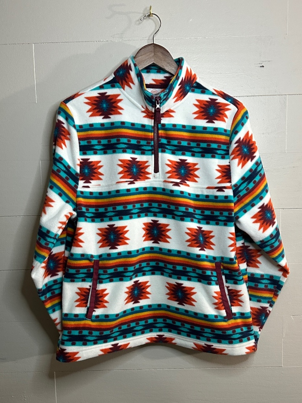 Wonder Nation Kids Multicolor Southwestern Aztec 1/4 Zip Fleece Pullover Size XL